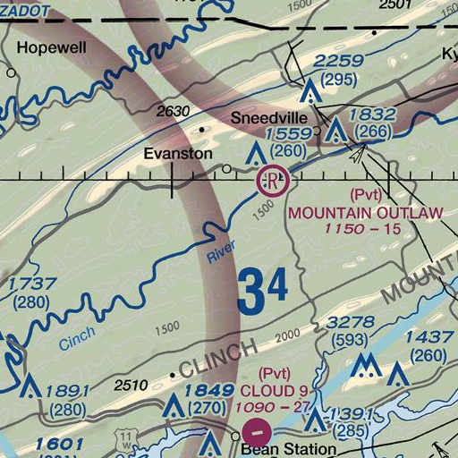 FAA VFR chart of Yellow Branch, TN