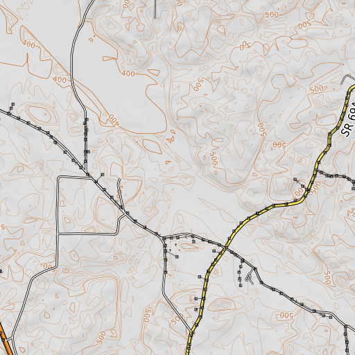 OpenTopoMap map of Dry Creek, TN