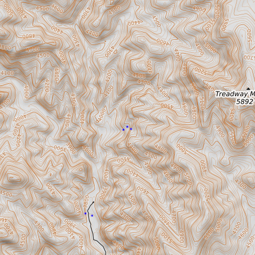 OpenTopoMap map of Treadway Spring, AZ