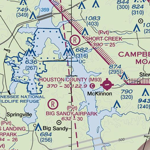 FAA VFR chart of Lick Creek, TN