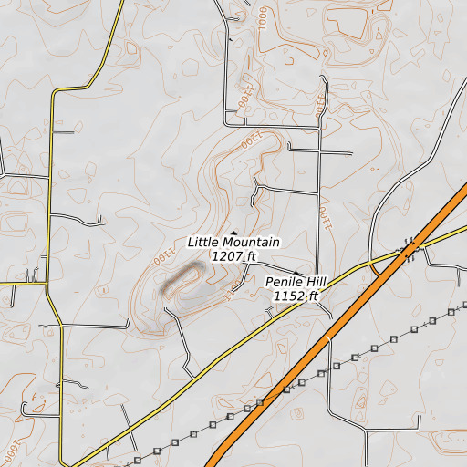 OpenTopoMap map of Little Mountain, TN