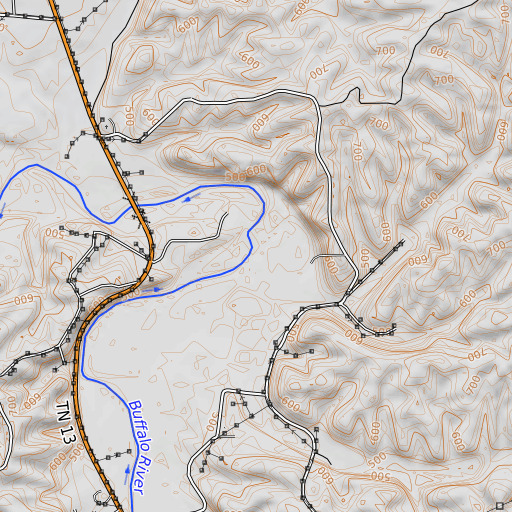 OpenTopoMap map of Lost Creek, TN