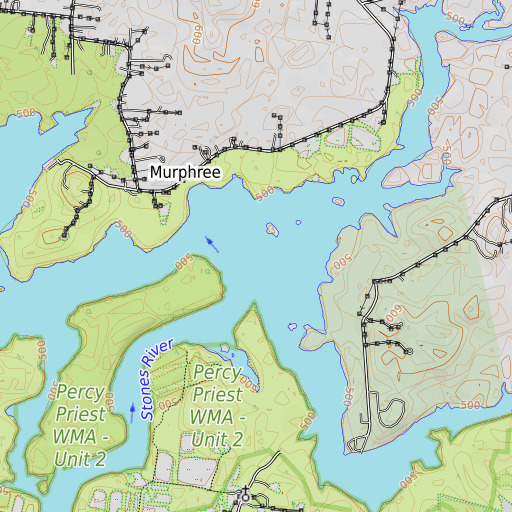 OpenTopoMap map of Spring Creek, TN