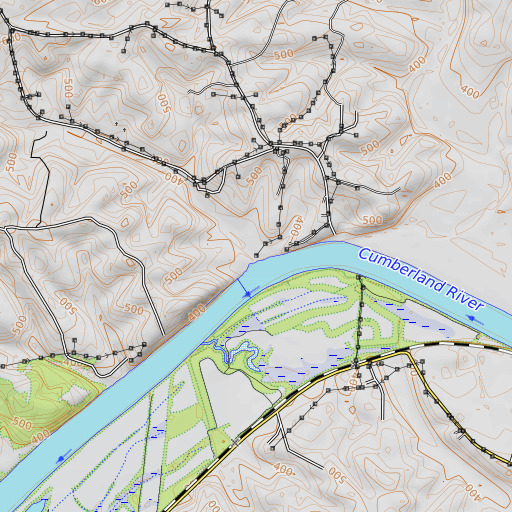 OpenTopoMap map of Sugar Creek, TN