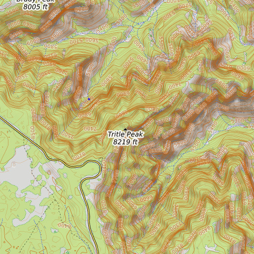 OpenTopoMap map of Tritle Peak, AZ