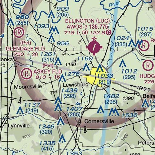 FAA VFR chart of Vickrey Spring, TN