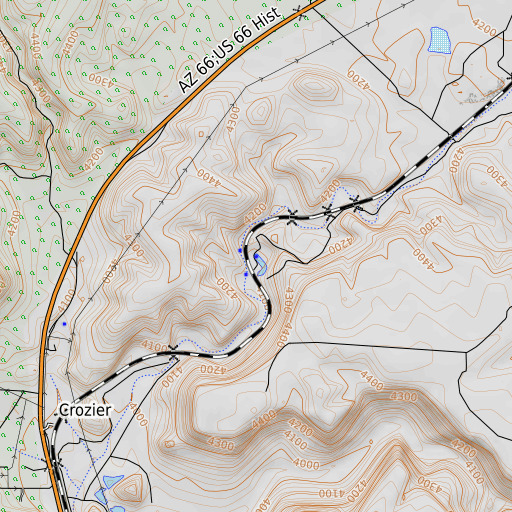 OpenTopoMap map of Truxton Spring, AZ