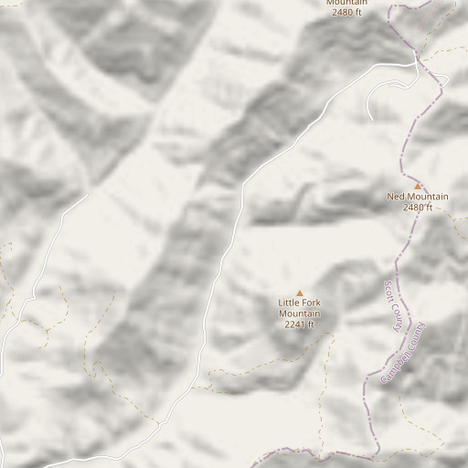 OpenStreetMap map of Wolfpen Branch, TN