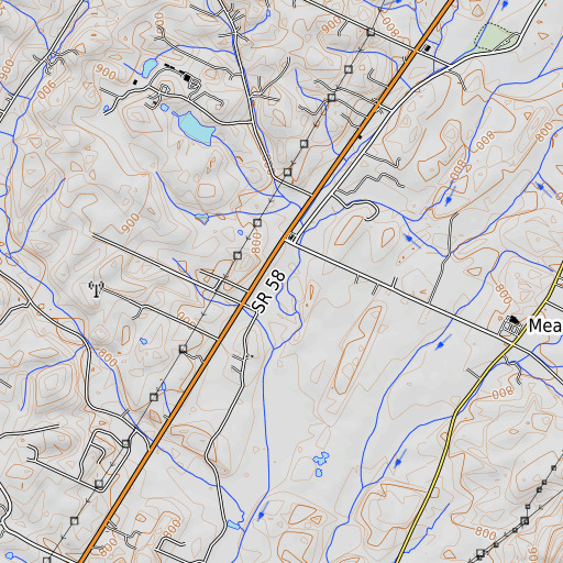 OpenTopoMap map of Anderson Spring, TN