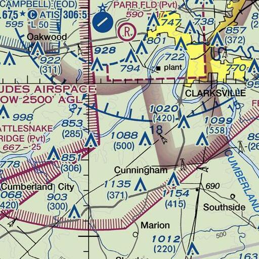 FAA VFR chart of Antioch Creek, TN