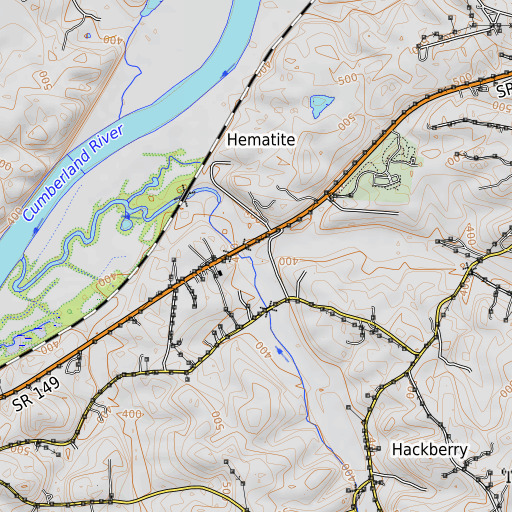 OpenTopoMap map of Antioch Creek, TN