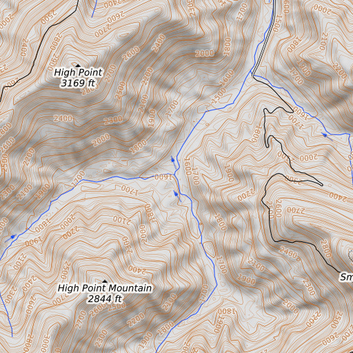 OpenTopoMap map of Asher Fork, TN