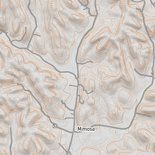 OpenTopoMap map of Big Hungry Branch, TN