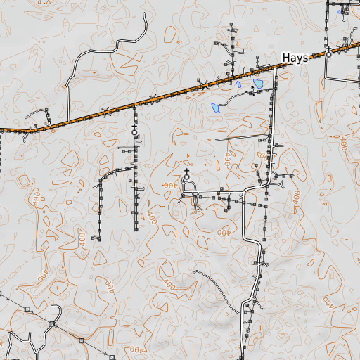 OpenTopoMap map of Bluff School, TN