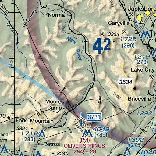 FAA VFR chart of Bootjack Mountain, TN