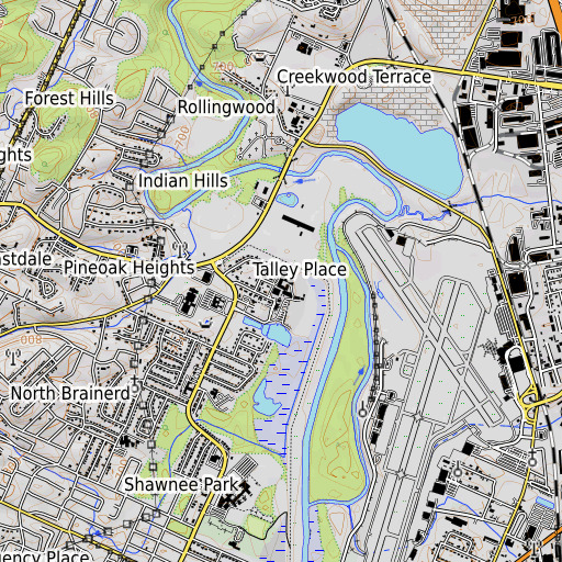 OpenTopoMap map of Boyd Buchanan School, TN