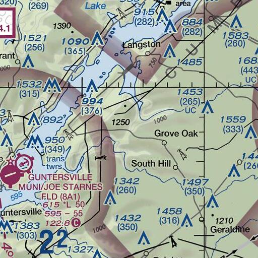 FAA VFR chart of The Narrows, AL
