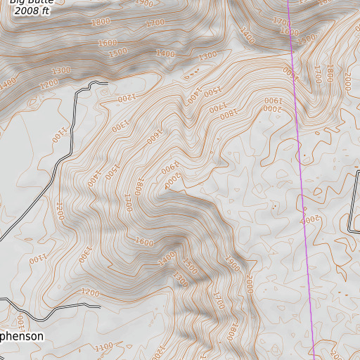 OpenTopoMap map of Brooks Point, TN