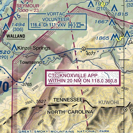 FAA VFR chart of Bunch Prong, TN