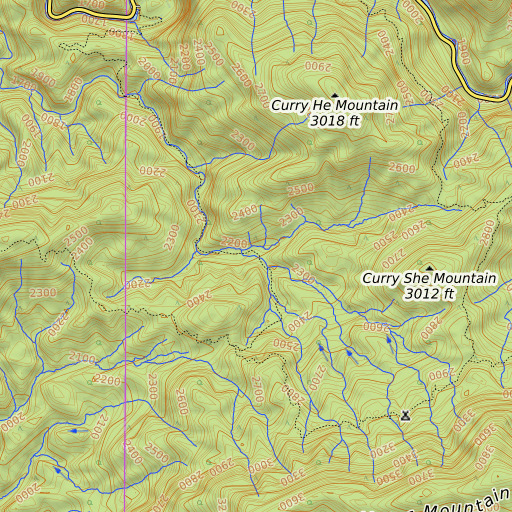 OpenTopoMap map of Bunch Prong, TN