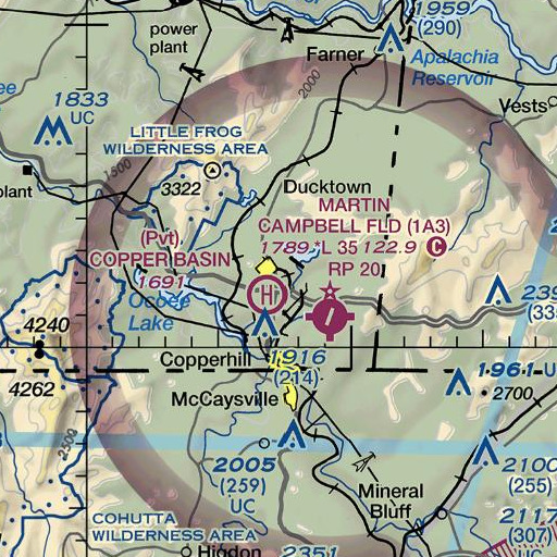 FAA VFR chart of Burra-Burra Mine, TN