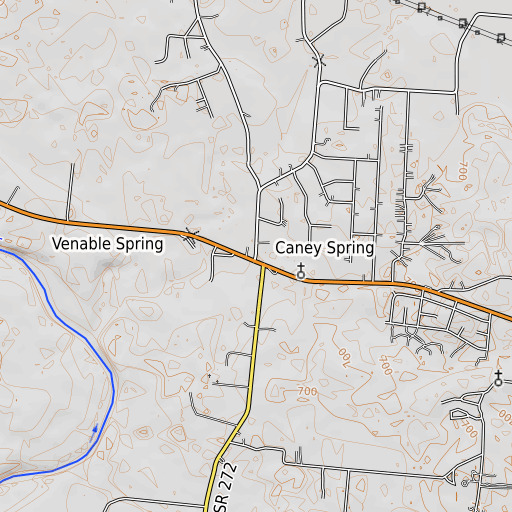 OpenTopoMap map of Caney Spring, TN