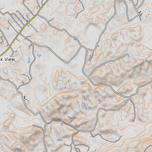OpenTopoMap map of Chestnut Flats Branch, TN