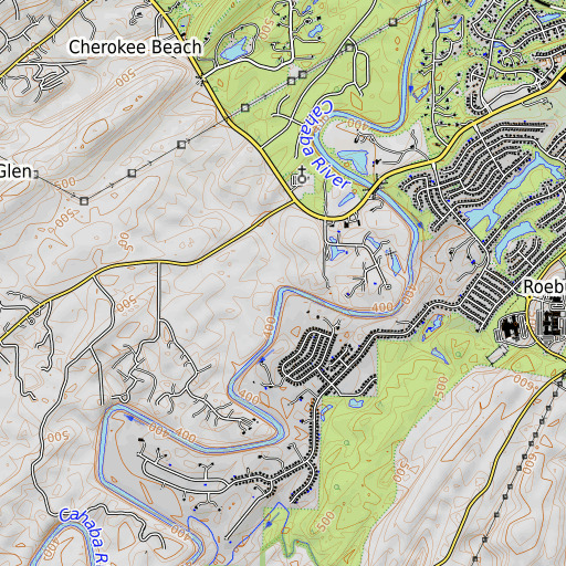 OpenTopoMap map of Trigger Creek, AL