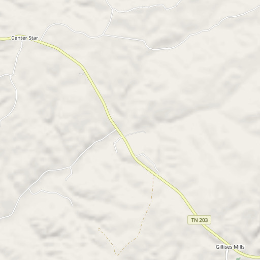 OpenStreetMap map of Copeland Branch, TN