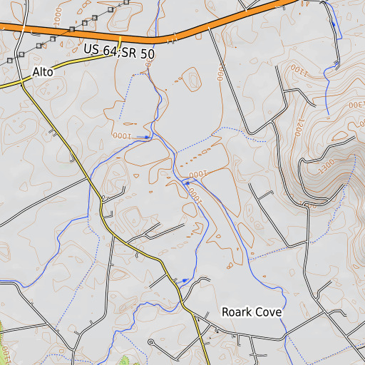 OpenTopoMap map of Dick Creek, TN
