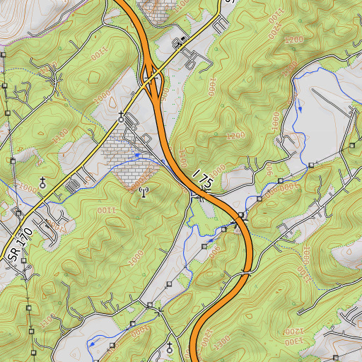 OpenTopoMap map of Diggs Gap, TN