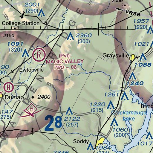 FAA VFR chart of Dry Branch, TN