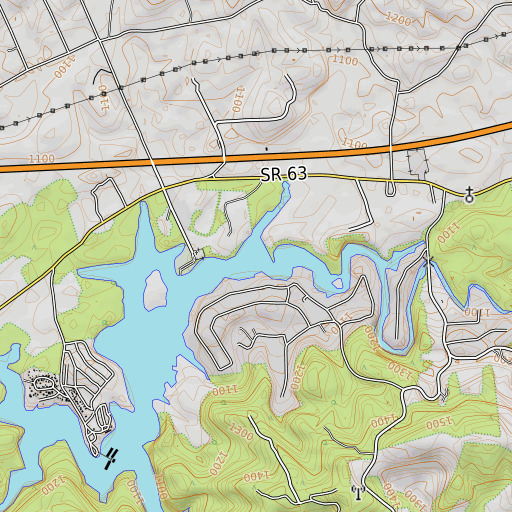 OpenTopoMap map of Dry Branch, TN