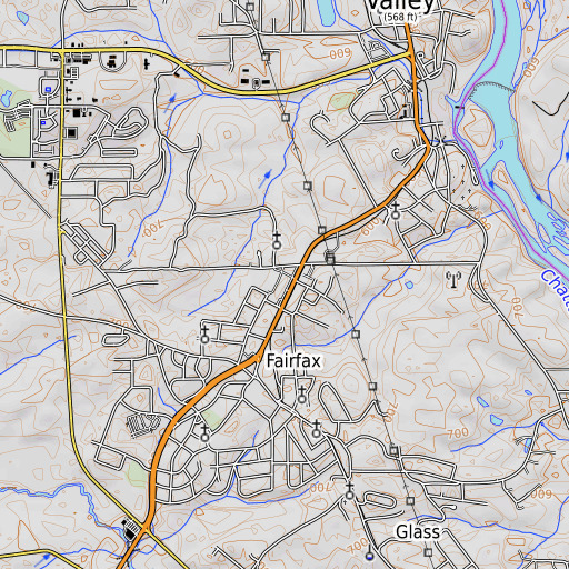 OpenTopoMap map of Valley High School, AL