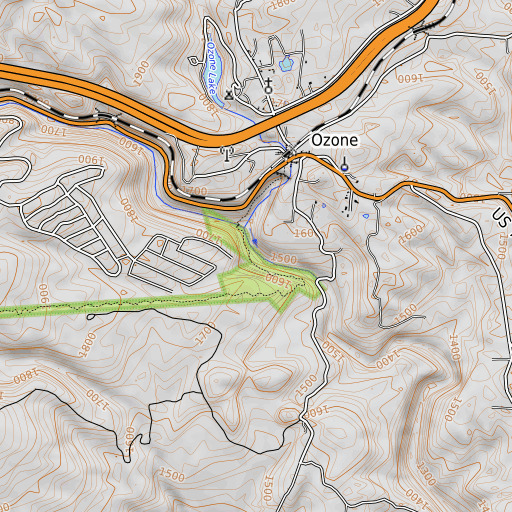 OpenTopoMap map of Fall Branch, TN