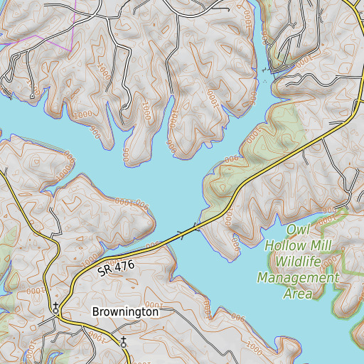 OpenTopoMap map of Fall Lick Creek, TN