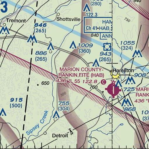 FAA VFR chart of Watts Creek, AL