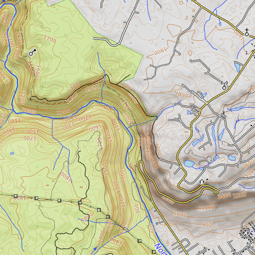 OpenTopoMap map of Hogskin Branch, TN