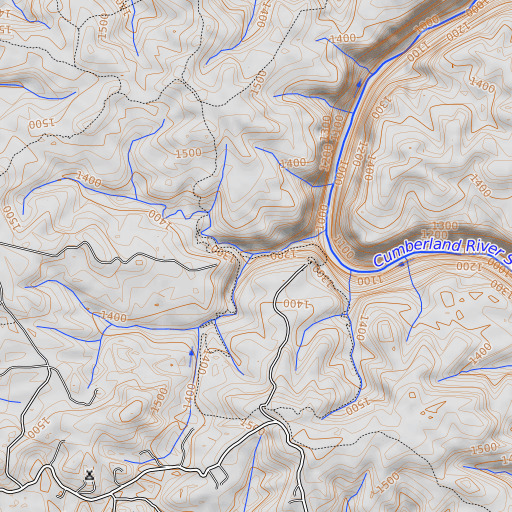 OpenTopoMap map of Honey Creek, TN