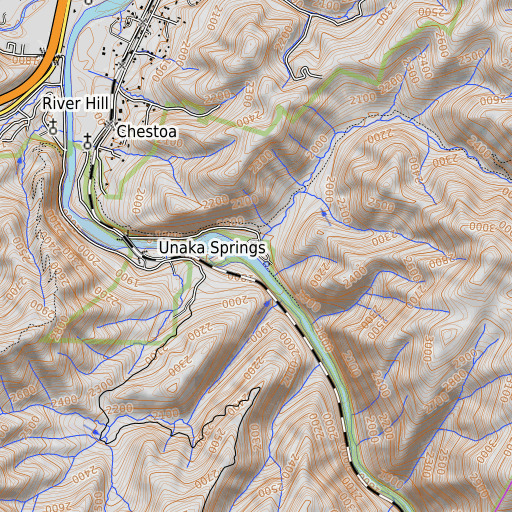 OpenTopoMap map of Jones Branch, TN