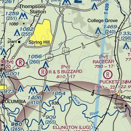 FAA VFR chart of Kincaid Branch, TN