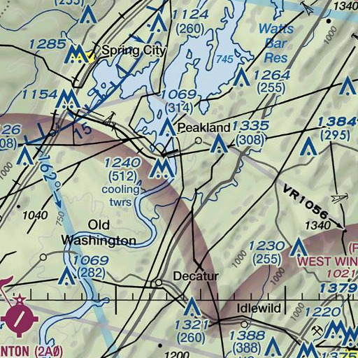 FAA VFR chart of Kincaid Spring, TN