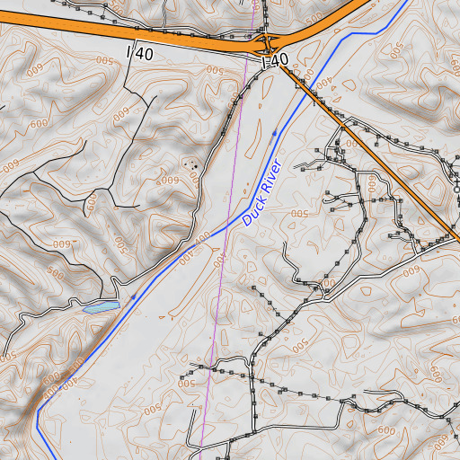 OpenTopoMap map of King Branch, TN