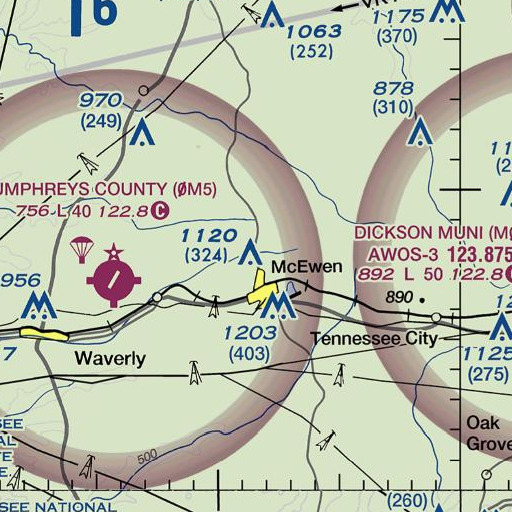 FAA VFR chart of King Branch, TN