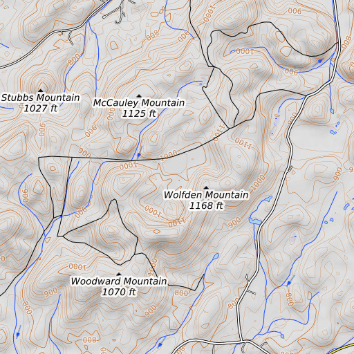 OpenTopoMap map of Wolfden Flats, AL