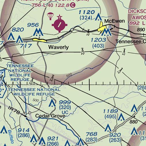 FAA VFR chart of Long Spring, TN