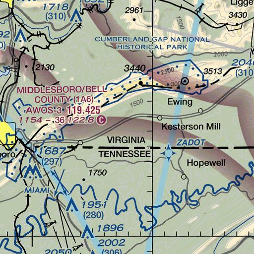FAA VFR chart of Machine Branch, TN