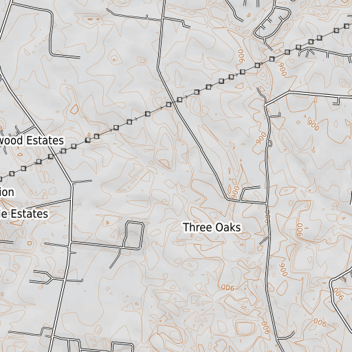 OpenTopoMap map of Mire Branch, TN