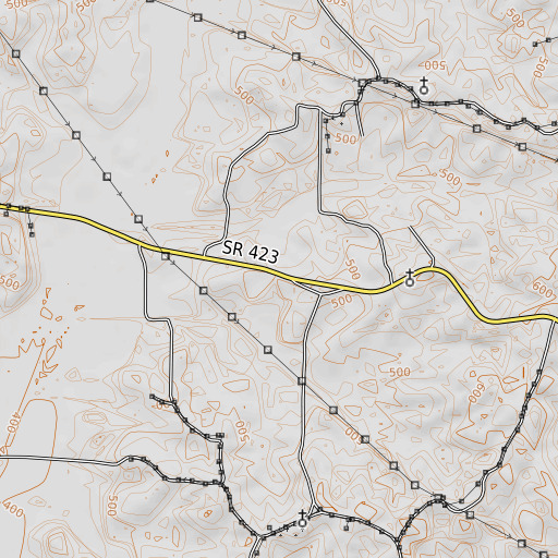 OpenTopoMap map of Moore Cemetery, TN