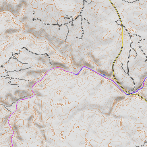 OpenTopoMap map of North Prong Clear Fork, TN
